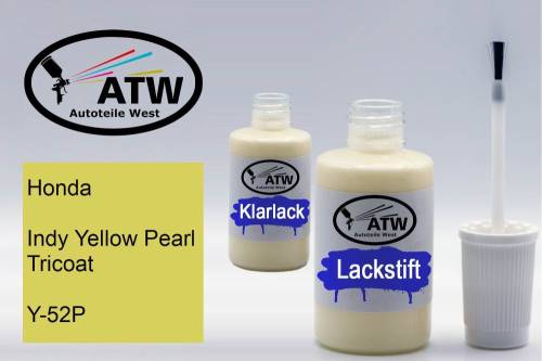 Honda, Indy Yellow Pearl Tricoat, Y-52P: 20ml Lackstift + 20ml Klarlack - Set, von ATW Autoteile West.